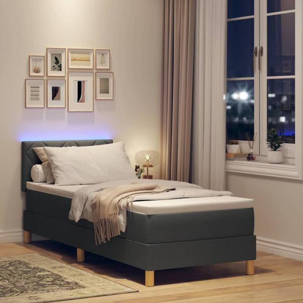 Boxspringbett mit Matratze & LED Dunkelgrau 80x200 cm Stoff