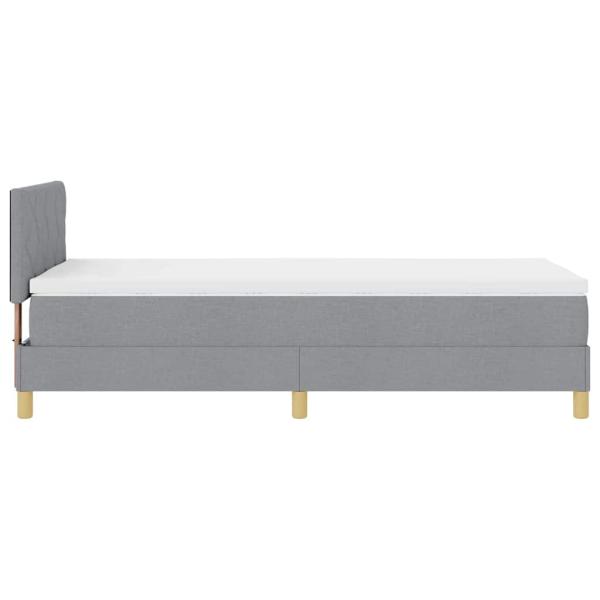 Boxspringbett mit Matratze & LED in Hellgrau 90x200 cm aus Stoff