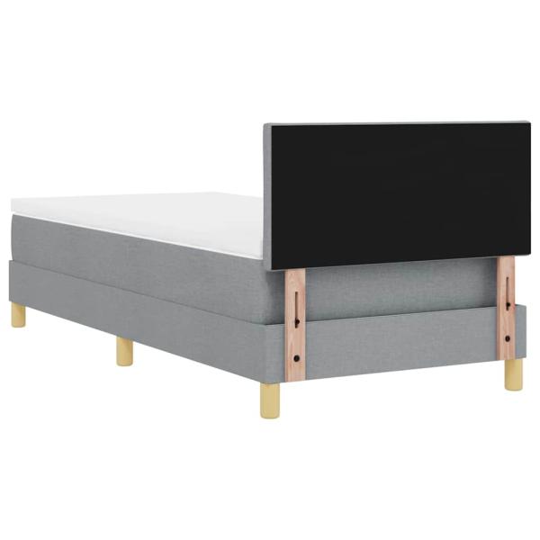 Boxspringbett mit Matratze & LED in Hellgrau 90x200 cm aus Stoff