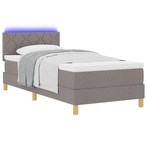 Boxspringbett mit Matratze & LED Taupe 90x200 cm Stoff
