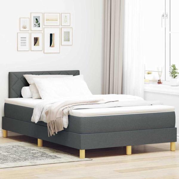 ARDEBO.de - Boxspringbett mit Matratze & LED Dunkelgrau 120x190 cm Stoff