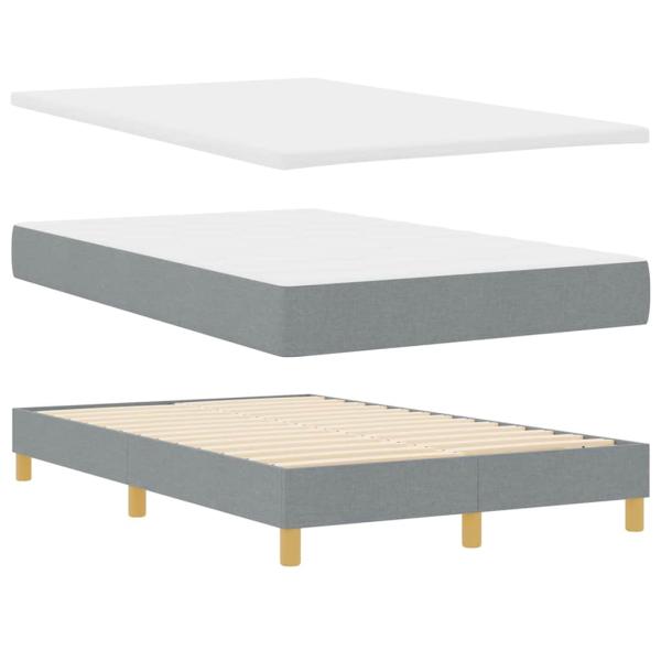Boxspringbett mit Matratze & LED hellgrau 120x200 cm Stoff
