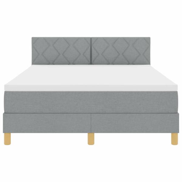 Boxspringbett mit Matratze & LED Hellgrau 140x190 cm Stoff