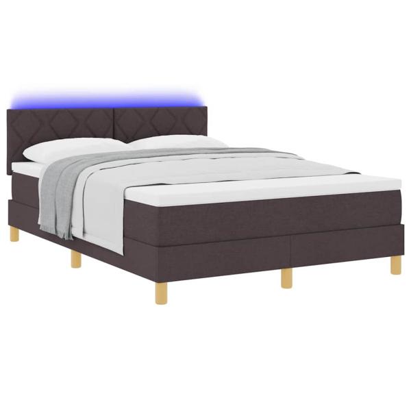 Boxspringbett mit Matratze & LED Dunkelbraun 140x200 cm Stoff