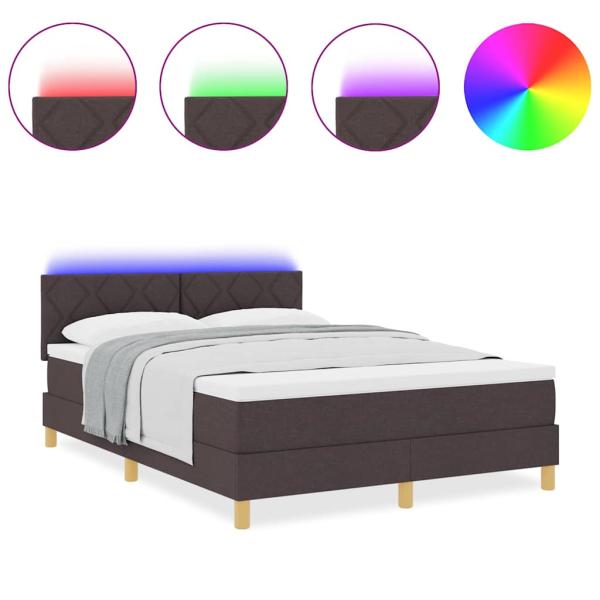 Boxspringbett mit Matratze & LED Dunkelbraun 160x200 cm Stoff