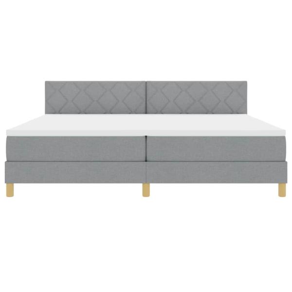 Boxspringbett mit Matratze & LED Hellgrau 200x200 cm Stoff