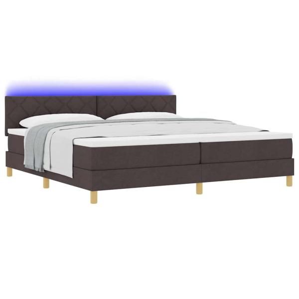 Boxspringbett mit Matratze & LED Dunkelbraun 200x200 cm Stoff