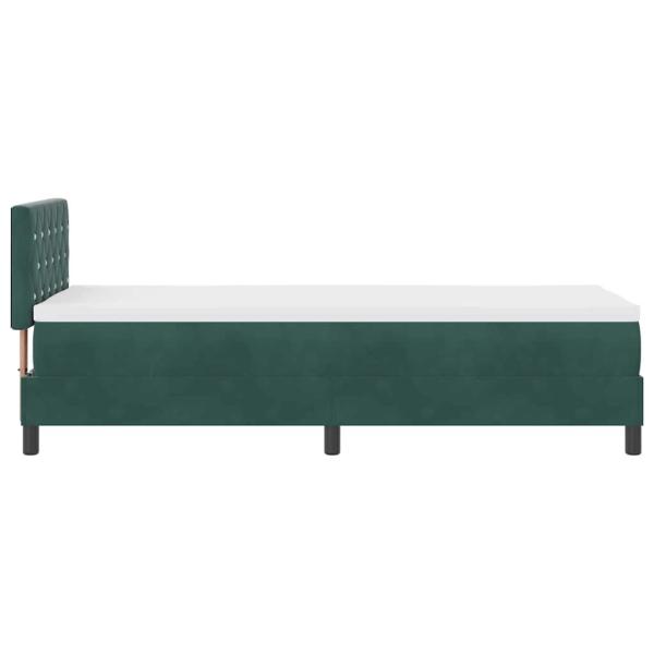 LED Boxspringbett mit Matratze Dunkelgrün 80x200 cm Samt