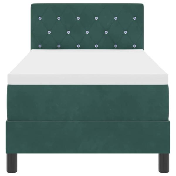 LED Boxspringbett mit Matratze Dunkelgrün 80x200 cm Samt