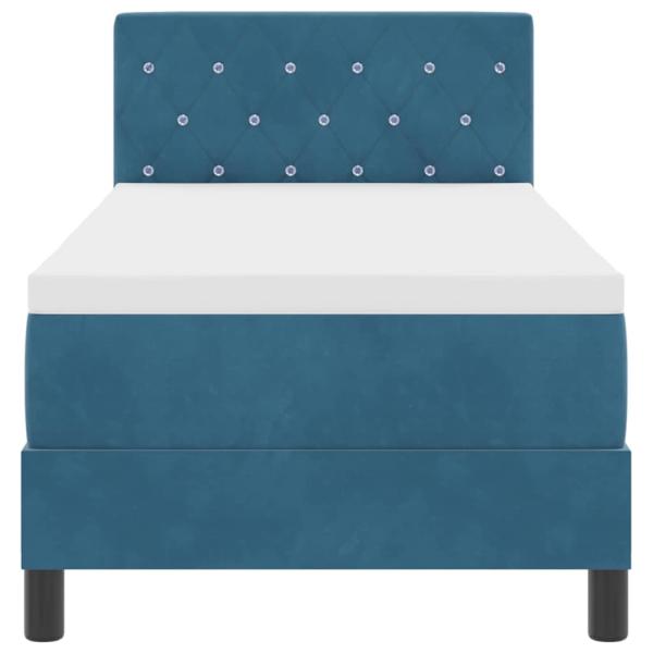 LED Boxspringbett mit Matratze Dunkelblau 80x200 cm Samt