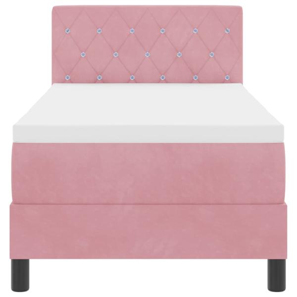 LED Boxspringbett mit Matratze Rosa 80x200 cm Samt