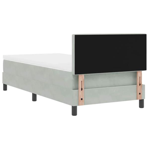 LED Boxspringbett mit Matratze Hellgrau 90x190 cm Samt