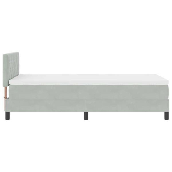 LED Boxspringbett mit Matratze Hellgrau 90x200 cm Samt