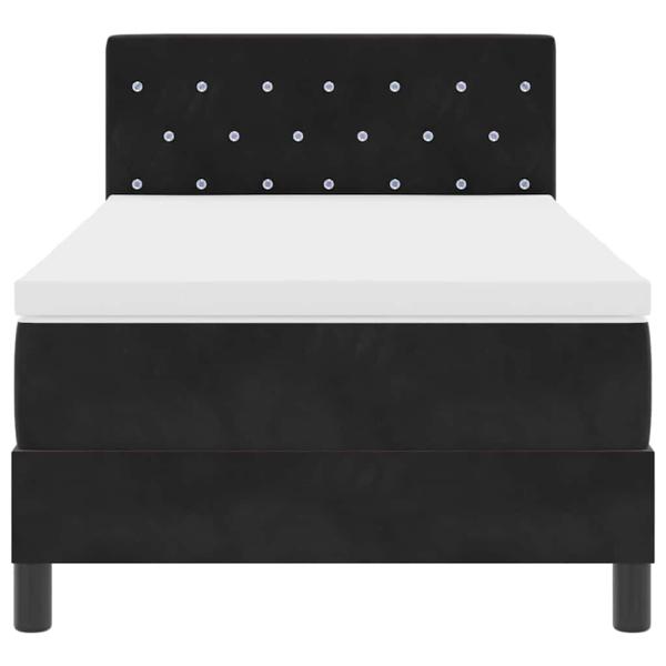 LED Boxspringbett mit Matratze Schwarz 90x200 cm Samt