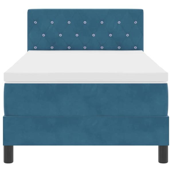 LED Boxspringbett mit Matratze Dunkelblau 90x200 cm Samt