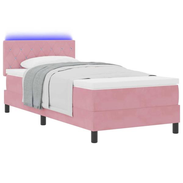 LED Boxspringbett mit Matratze Rosa 90x200 cm Samt