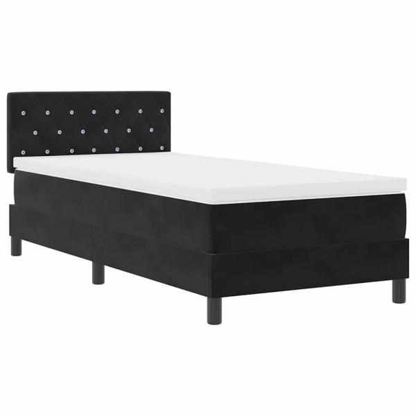 LED Boxspringbett mit Matratze Schwarz 100x200 cm Samt