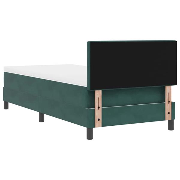 LED Boxspringbett mit Matratze Dunkelgrün 100x200 cm Samt