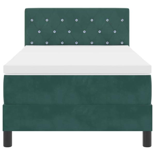 LED Boxspringbett mit Matratze Dunkelgrün 100x200 cm Samt