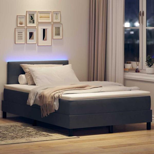 Boxspringbett mit Matratze & LED Dunkelgrau 120x190 cm Samt