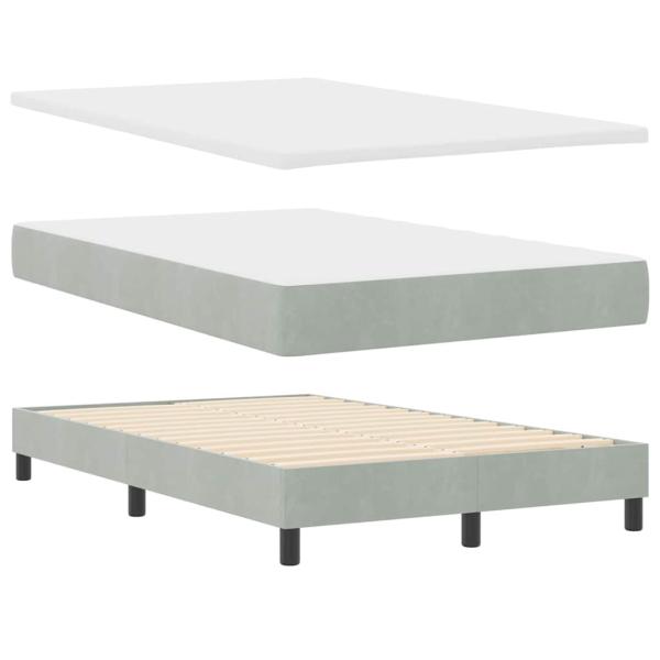 LED Boxspringbett mit Matratze Hellgrau 120x200 cm Samt