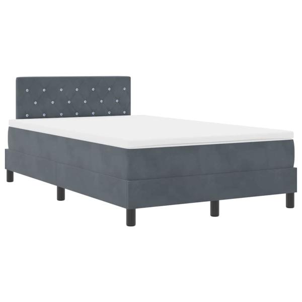 LED Boxspringbett mit Matratze Dunkelgrau 120x200 cm Samt