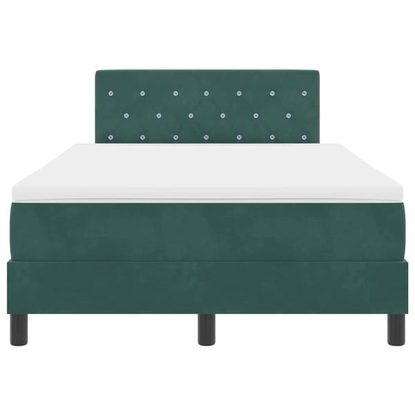 LED Boxspringbett mit Matratze Dunkelgrün 120x200 cm Samt