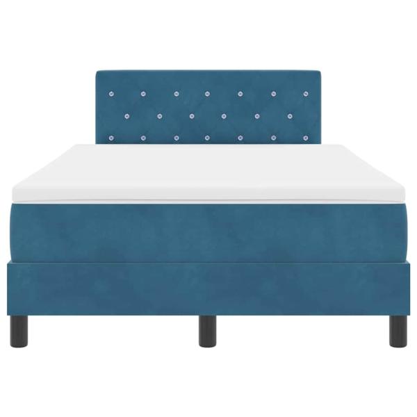 LED Boxspringbett mit Matratze Dunkelblau 120x200 cm Samt