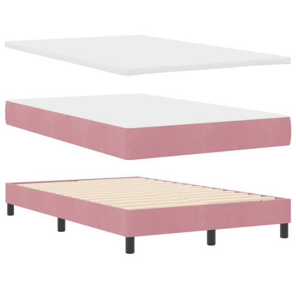 LED Boxspringbett mit Matratze Rosa 120x200 cm Samt