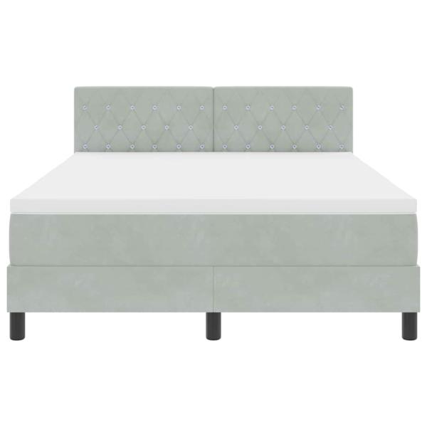LED Boxspringbett mit Matratze Hellgrau 140x190 cm Samt