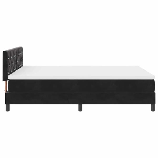 LED Boxspringbett mit Matratze Schwarz 140x190 cm Samt