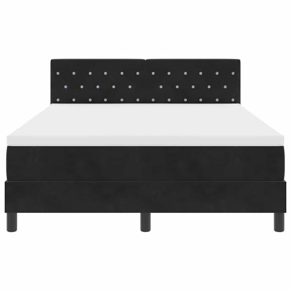 LED Boxspringbett mit Matratze Schwarz 140x200 cm Samt