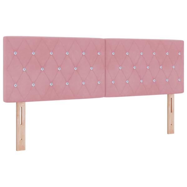 LED Boxspringbett mit Matratze Rosa 140x200 cm Samt