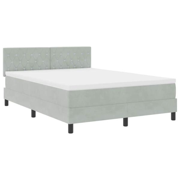 LED Boxspringbett mit Matratze Hellgrau 160x200 cm Samt