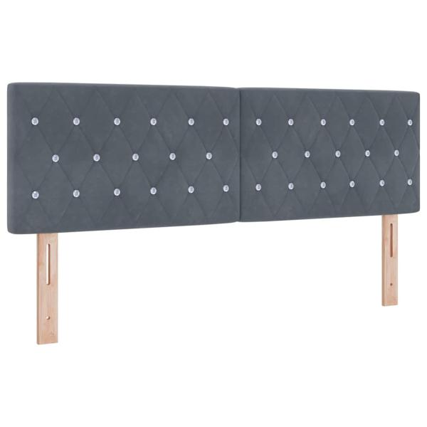 LED Boxspringbett mit Matratze Dunkelgrau 160x200 cm Samt