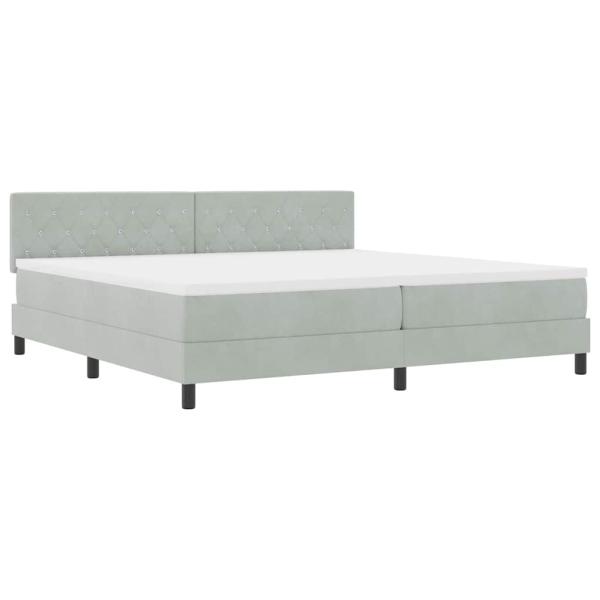 LED Boxspringbett mit Matratze Hellgrau 200 x 200 cm Samt