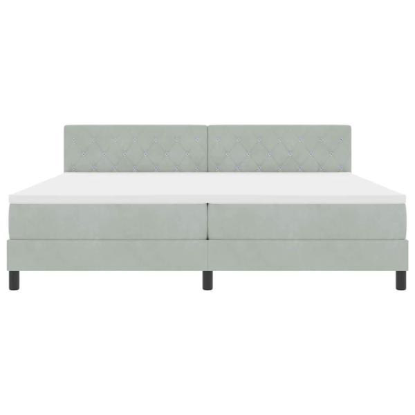 LED Boxspringbett mit Matratze Hellgrau 200 x 200 cm Samt