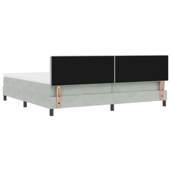 LED Boxspringbett mit Matratze Hellgrau 200 x 200 cm Samt