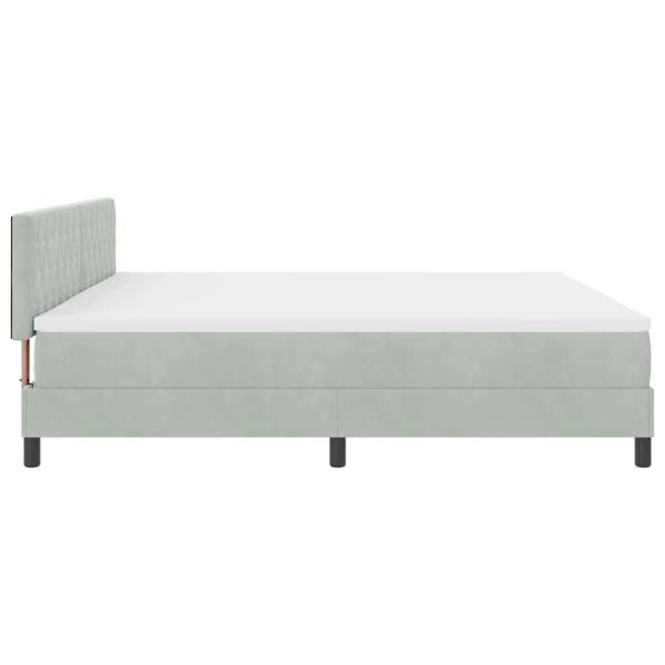 LED Boxspringbett mit Matratze Hellgrau 200 x 200 cm Samt