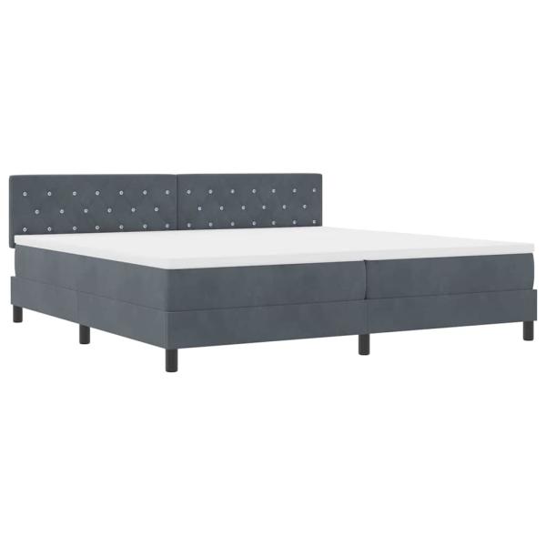 LED Boxspringbett mit Matratze Dunkelgrau 200x200 cm Samt