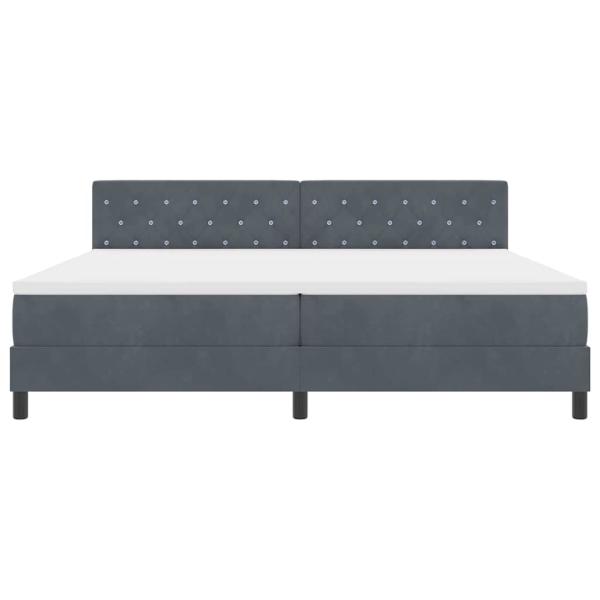 LED Boxspringbett mit Matratze Dunkelgrau 200x200 cm Samt