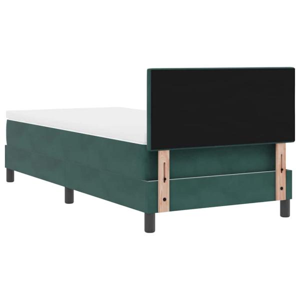 LED Boxspringbett mit Matratze Dunkelgrün 80x200 cm Samt