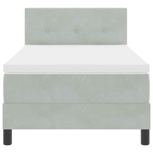 LED Boxspringbett mit Matratze Hellgrau 90x190 cm Samt