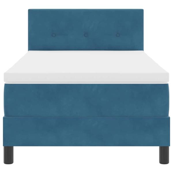 LED Boxspringbett mit Matratze Dunkelblau 90x190 cm Samt