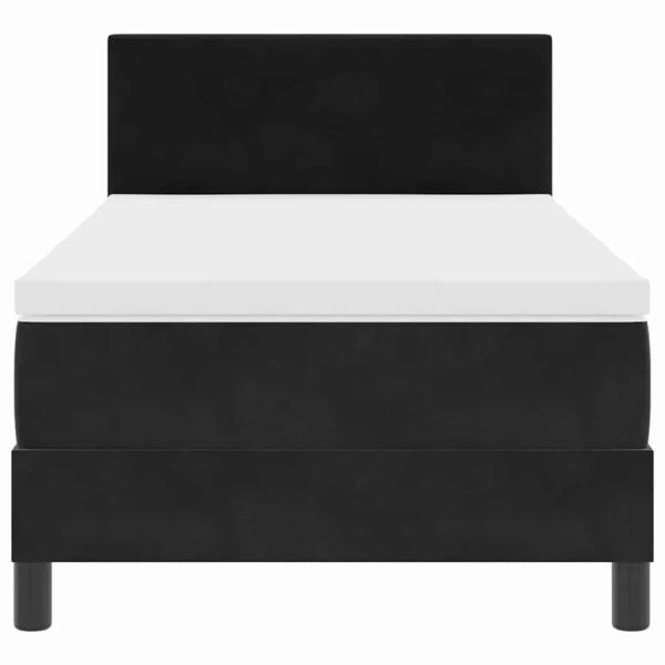 LED Boxspringbett mit Matratze Schwarz 90x200 cm Samt