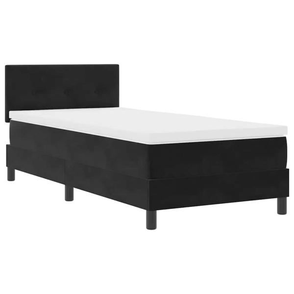 LED Boxspringbett mit Matratze Schwarz 100x200 cm Samt