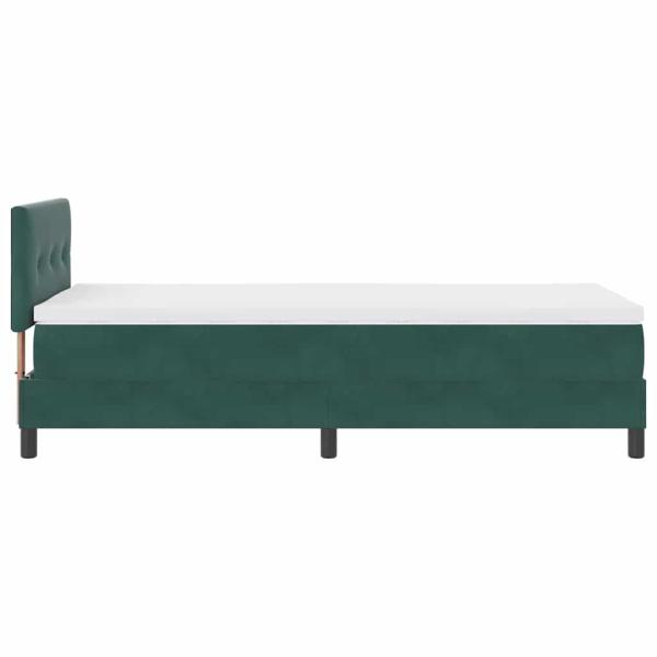 LED Boxspringbett mit Matratze Dunkelgrün 100x200 cm Samt