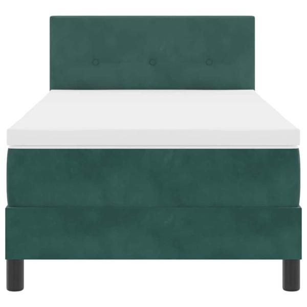 LED Boxspringbett mit Matratze Dunkelgrün 100x200 cm Samt