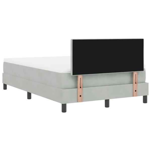 LED Boxspringbett mit Matratze Hellgrau 120x200 cm Samt