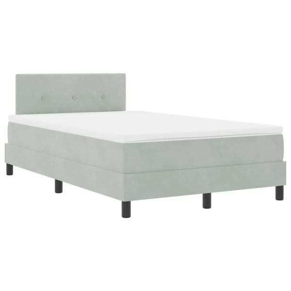 LED Boxspringbett mit Matratze Hellgrau 120x200 cm Samt